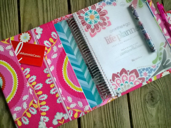 Daily Planner Fabric Cover - All In One Organizer - Plum Paper Erin Condren Sized